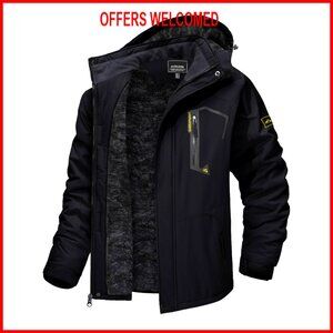 Water Resistant Fleece Lined Skiing Jacket with Hood for Winter Sports
